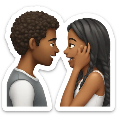 a girl pinching her bf cheeks  sticker