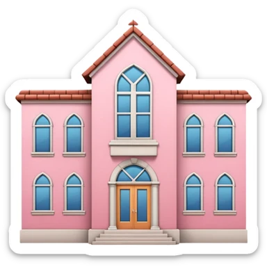 pink school building sticker