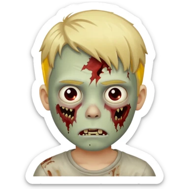 boy zombie with blonde hair no expressions sticker