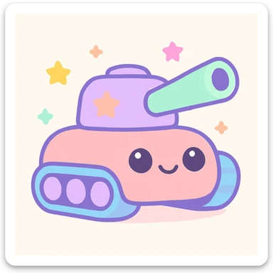 cute cartoon style tank, adorable, colorful, friendly sticker