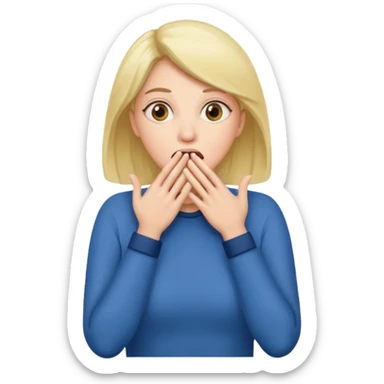 woman surprised with her hands over her mouth, full body sticker