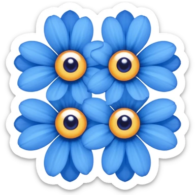 blue flowers with two eyes sticker