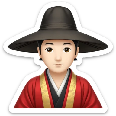 Japanese Court Lord Elegant noble in long robes with tall hat
 sticker