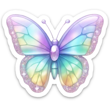 Pastel sparkly iridescent glass crystal butterfly sticker