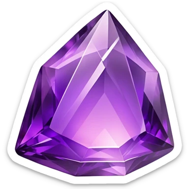 Cinematic Realistic Amethyst Emoji, Rich and soothing, with smooth, polished purple facets catching the light and casting soft, calming reflections. The deep violet hue seems to glow with an ethereal light, radiating peaceful energy and elegance. Soft glowing outline, capturing the essence of tranquility and mystery in a stunning amethyst. sticker