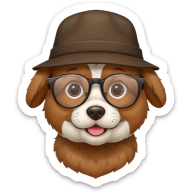 dog wearing a hat and glassess sticker