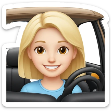 smiling girl in car interior sticker