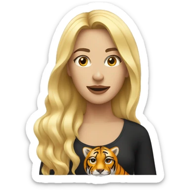 blonde woman with tiger sticker