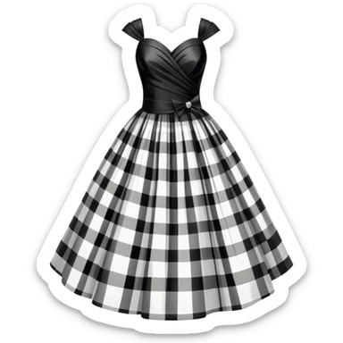 Black and white tartan gala dress in shiny taffetas sticker