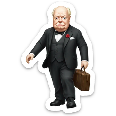 Winston Churchill carrying a tommy  sticker