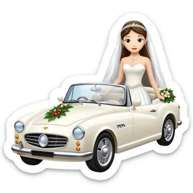 Luxury convertible car with wedding decorations, in profile sticker