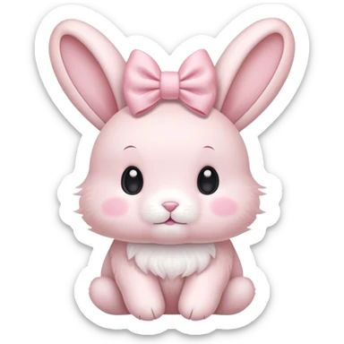 a cute bow on a cute very light pink bunny sticker