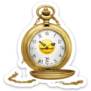 pocket watch with gold chain sticker