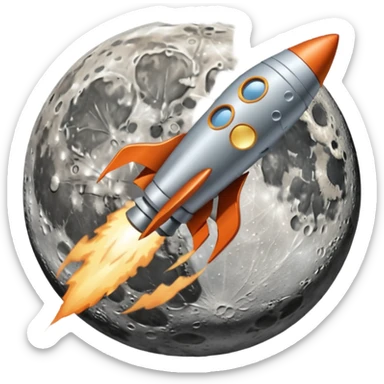 Rocket ship flying past the moon sticker