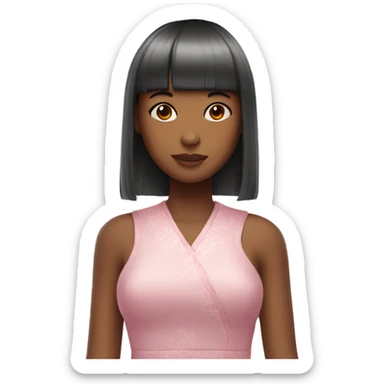 cherry blossom girl with red shoulder straight lenghts hair with bangs sticker