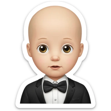 bald baby with bow tie sticker