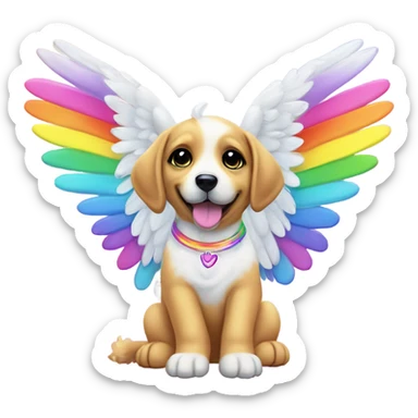 Lisa frank rainbow puppy with angel wings sticker