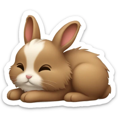 Fluffy sleeping bunny brown sticker
