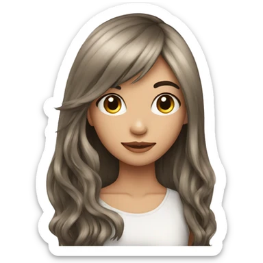 Pretty girl Girl wearing long dark coloured hair wig sticker