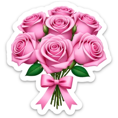 pink rose bouquet with pink ribbons  sticker