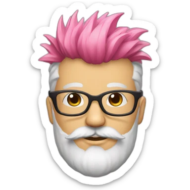 white pink, brown beard, pink mohawk, thick glasses sticker