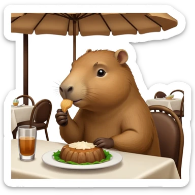 capiabra at a restaurant table sticker