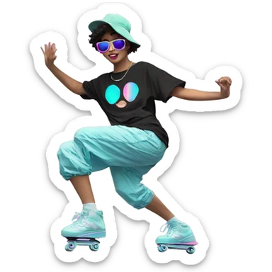 Vaporwave person dancing Skater fashion aesthetic baggy clothes graphic t shirt 420 sticker