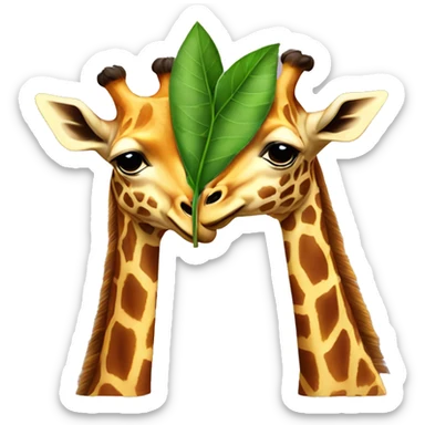 Two headed giraffe sharing a leaf sticker