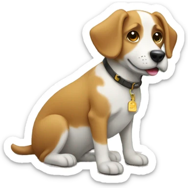 dog sitting on the bank sticker