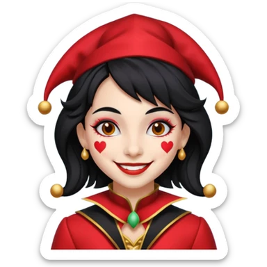 Jester girl, black and red suit, black hair sticker
