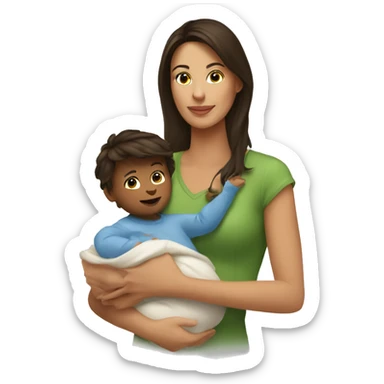 Brunette mom with baby boy sticker