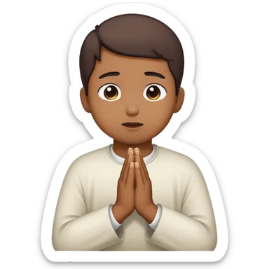 Hazme un Emoji de una persona rezando pensando que esto es la solució sticker