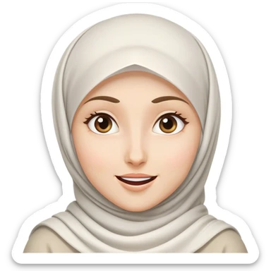 a white hijab woman are thinking something. Her eyes rolling to up right. She got an idea, and her expression were excited! sticker