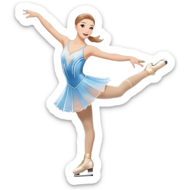 An icon featuring a graceful figure skater performing an elegant spin on a shiny ice rink. The background includes twinkling lights, a snowy winter scene, and cheering fans in the stands. Transparent background highlights the beauty, poise, and artistry of figure skating. sticker