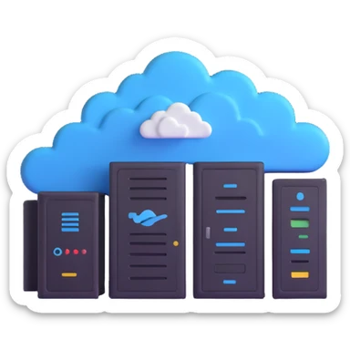 cloud server with data center logo sticker