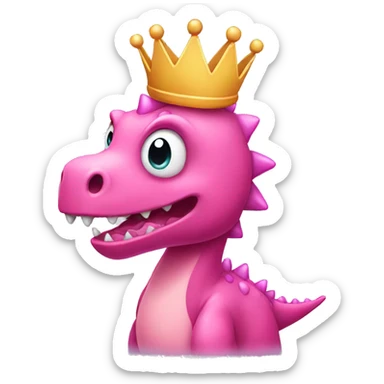 Pink Dinosaur with a crown sticker