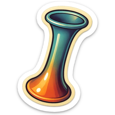 Obstetric Pinard stethoscope, perspective view, retro stickers style, soft rounded shapes, expressive contours, vintage color palette, light paper texture, shadows and highlights, transparent background sticker