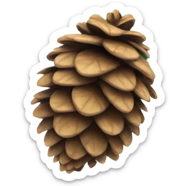 Pine cone with green leaf sticker