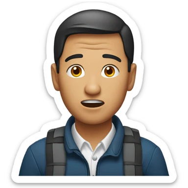 Kyrgyz man have a surprised sticker