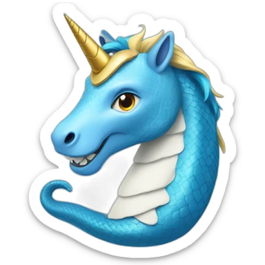 a blue python with the head of a unicorn sticker