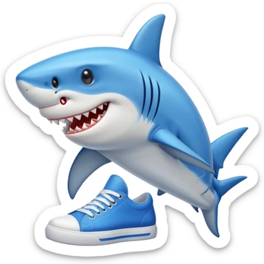 Shark with blue shoes on sticker