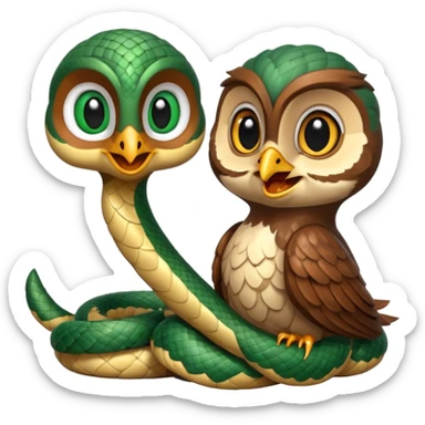 Baby snake talking to a baby owl sticker