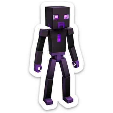 Minecraft Enderman full body, tall black blocky character with purple eyes sticker