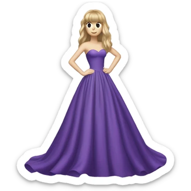 Taylor Swift in a long purple ball gown full body long blonde hair with bangs sticker