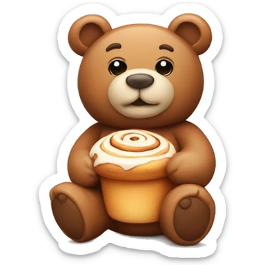 teddy bear with cinnamon roll sticker