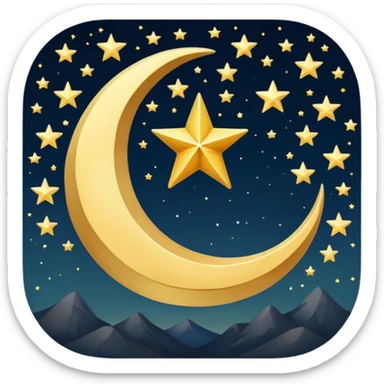 Star and Crescent emoji with black background and no face only star and crescent. sticker