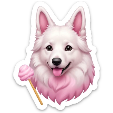 White belgian Shepard loves Cotton candy  in fall sticker