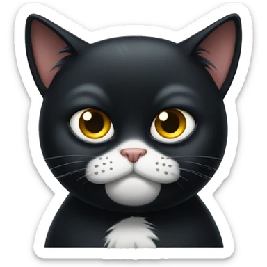 Grumpy Black cat with white chin sticker