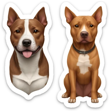 Brown cattle dog and brown pit bull sticker