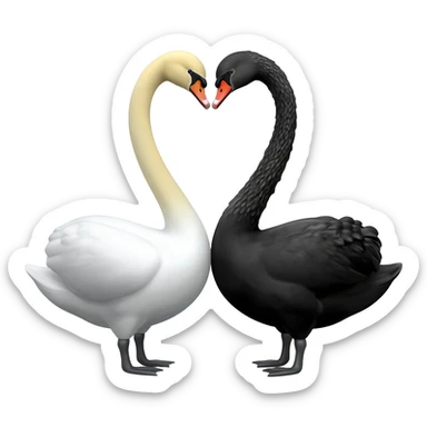 Black swan and  white swan Two swan making a heart 💗 emoji sticker
